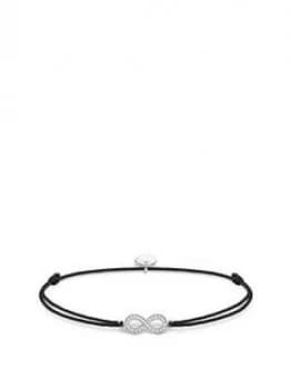Thomas Sabo Little Secrets Sterling Silver Cubic Zirconia Infinity Black Adjustable Bracelet, One Colour, Women