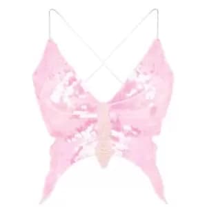 Daisy Street Y2K Strappy Butterfly Crop Top - Pink