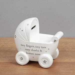 Bambino White Resin Money Box - Pram