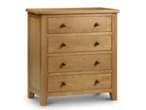 Julian Bowen Marlborough 4 Drawer Oak Wooden Chest of Drawers Assembled