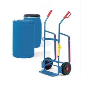 Fetra Plastic Drum Trolley Pneumatic Tyres, Tensioning Strap - 250kg Cap