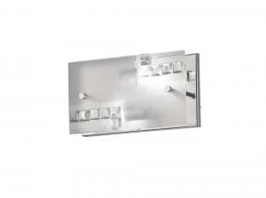 Flush Wall Lamp Switched 2 Light Polished Chrome, Glass, Crystal