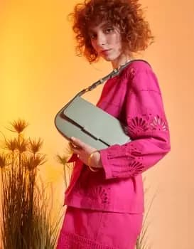 Accessorize Womens Buckle Strap Bar Shoulder Bag Green, Size: 15x27cm