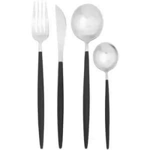 Cutlery Sets 16 Piece Knife And Fork Set Silver And Black Finish Kitchen Spoons Cutlery Scratch / Rust Resistant Stainless Steel Knives And Forks Set
