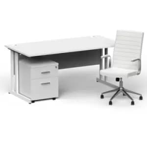 Impulse 1600/800 White Cant Desk White + 2 Dr Mobile Ped & Ezra White