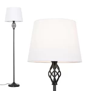 Memphis Black Floor Lamp with White Aspen Shade