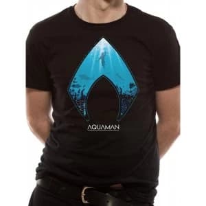 Aquaman Movie - Logo And Symbol Mens Medium T-Shirt - Black