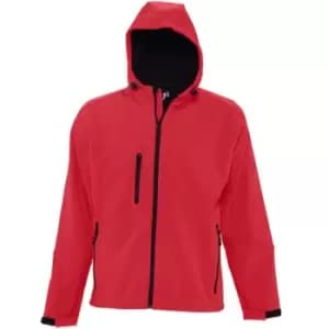 SOLS Mens Replay Hooded Soft Shell Jacket (Breathable, Windproof And Water Resistant) (3XL) (Pepper Red)