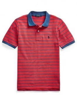 Ralph Lauren Boys Short Sleeve Stripe Polo Top - Red