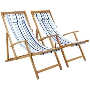 Charles Bentley Coastal Deck Chairs Pair /White