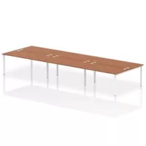 Impulse Bench B2B 6 Person 1600 White Frame Office Bench Desk Walnut