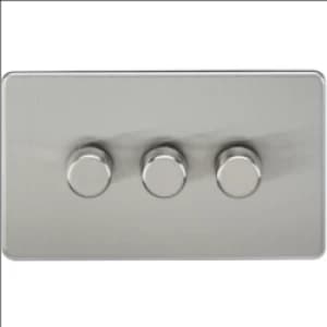 KnightsBridge 60-400W 3G 2 Way Screwless Brushed Chrome 230V Electric Dimmer Switch