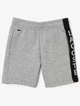 Lacoste Boys Logo Panel Jog Shorts - Grey Marl/black, Grey Marl/Black, Size 6 Years