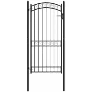 Fence Gate with Arched Top Steel 100x200cm Black Vidaxl Black
