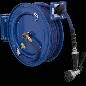 Sealey Heavy Duty Retractable Wall Mounted Hose Reel 1/2" / 12.5mm 15m Blue