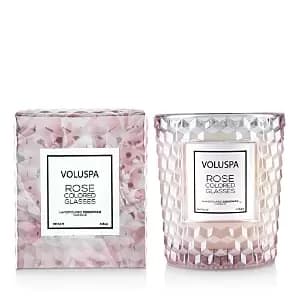 Voluspa Rose Colored Glasses Embossed Glass Candle 6.5 oz.