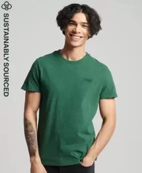 Superdry Mens Organic Cotton Vintage Logo Embroidered T-Shirt Green / Heritage Pine Green - Size: L