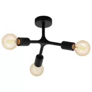 Bocadella 3 Lamp Multi Arm Semi Flush Ceiling Light Black - Eglo