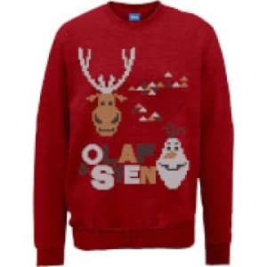 Disney Frozen Christmas Olaf And Sven Red Christmas Sweatshirt - L - Red