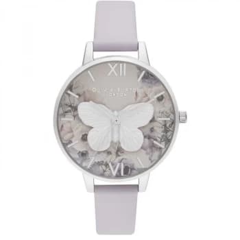 Ladies Olivia Burton 3D Butterly Parma Violet & Silver Watch