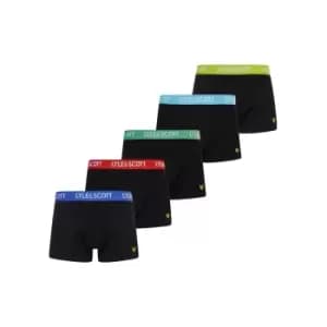 Lyle & Scott Mens Miller 5 Pack Underwear Trunks - Black Multi Waistband - L