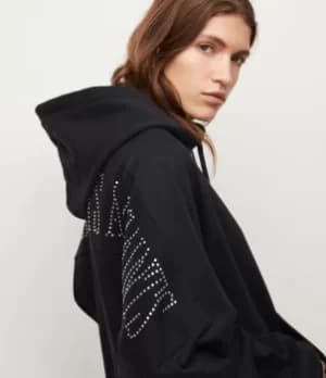 AllSaints Womens Talon Stud Hoodie, Black, Size: M