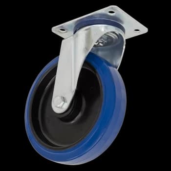 Heavy-Duty Blue Elastic Rubber Swivel Castor Wheel 125mm - Trade