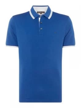 Mens Michael Kors Regular Fit Logo Neck Polo Shirt Blue