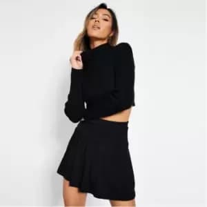 I Saw It First Pleated Mini Skater Skirt - Black