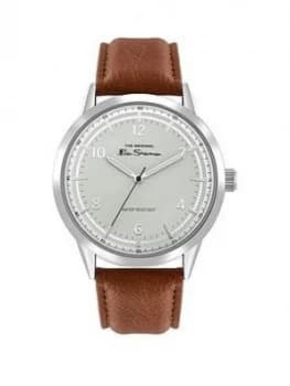 Ben Sherman Silver and Blue Detail Dial Tan Leather Strap Mens Watch, One Colour, Men