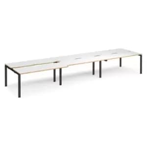 Bench Desk 6 Person Rectangular Desks 4800mm With Sliding Tops White/Oak Tops With Black Frames 1200mm Depth Adapt