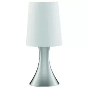 Netlighting Table Touch Lamp Satin Silver with Fabric Shade, E14 - 3922SS