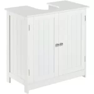Under Sink Bathroom Storage Cabinet 2 Layers Vanity Unit Wooden - White - Homcom