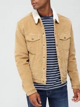 Jack & Jones Alvin Corduroy Borg Collar Jacket - Kelp