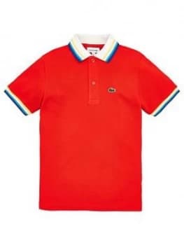 Lacoste Boys Short Sleeve Tipped Polo Shirt - Red