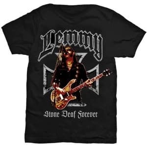 Lemmy - Iron Cross Stone Deaf Forever Unisex Large T-Shirt - Black