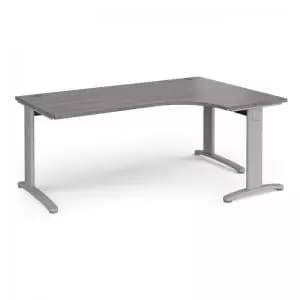 TR10 deluxe right hand ergonomic desk 1800mm - silver frame and grey