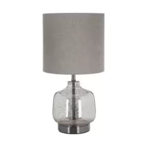 Champagne Finish Glass on Metallic Base with Grey Shade Table Lamp