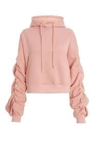 Quiz Pink Ruched Sleeve Hoodie - S