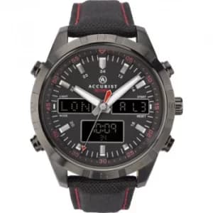 Mens Accurist World Time Nylon Strap Watch