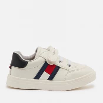 Tommy Hilfiger Toddlers Low Cut Lace Up Velcro Strap Sneakers - White/Blue/Red - UK 11 Kids