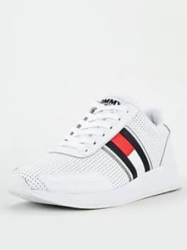 Tommy Hilfiger Flexi Perforated Leather Runner Trainers - White