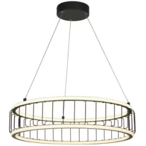 Searchlight Circolo Cage LED Drum Ceiling Pendant, Black Metal