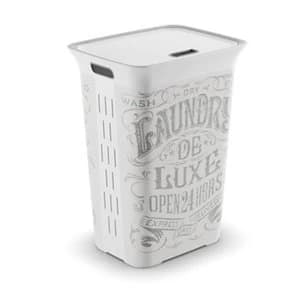 Laundry de luxe White & grey Laundry hamper (H)61cm (W)44cm