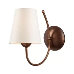 Fabrizio Wall Lamp With Shade Brown, 1x E27