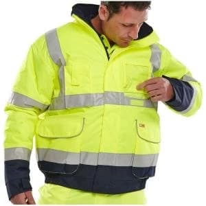 B Seen Hi Vis Two Tone Bomber Jacket 2XL YellowNavy Ref BD208SYNXXL Up