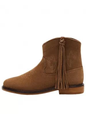 Mango Girls Suede Tassel Boots - Brown