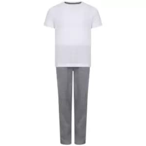 Towel City Girls Long Pyjamas (3-4 Years) (White/Heather Grey)