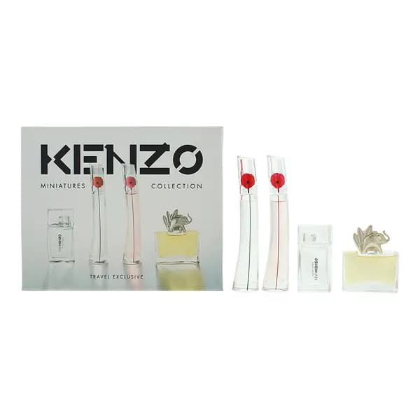 Kenzo Flower 4 Piece Gift Set: Flower Eau de Parfum 4ml - Flower By Poppy Bouquet Eau de Parfum 4ml - L'eau Eau de Toilette 5ml - Ju Eau de Parfum 5ml
