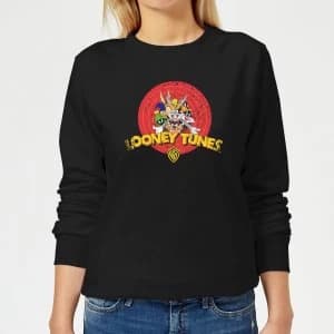 Looney Tunes Logo Distressed Womens Sweatshirt - Black - 5XL